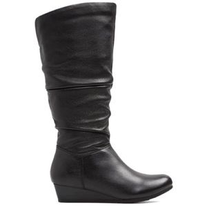 Women's Black Leather Knee-High Boots